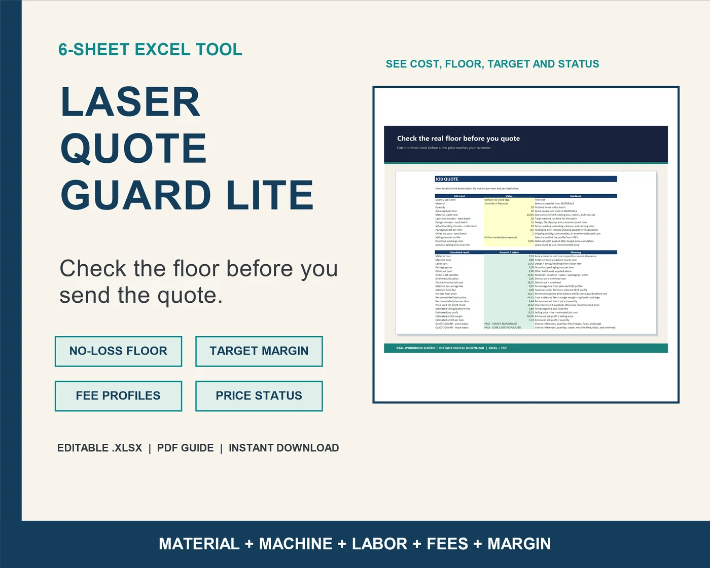 Laser Quote Guard Lite workbook preview